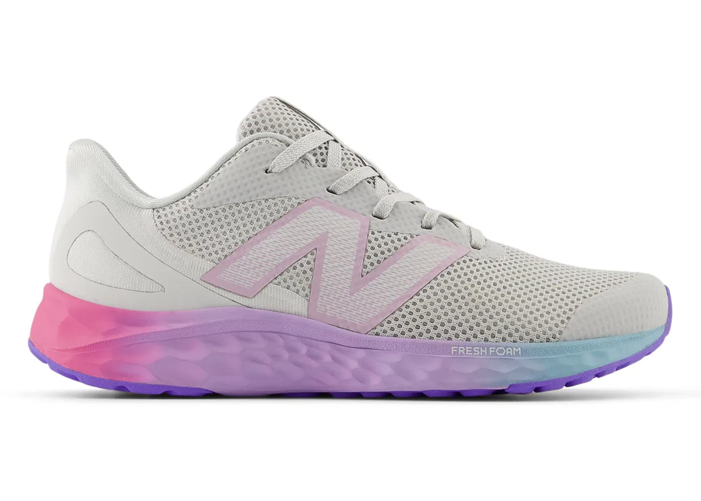 Детские кроссовки для бега с технологией Fresh Foam New Balance Fresh Foam Arishi v4, Grey Matter/Mid Century Pink/Lilac Glo