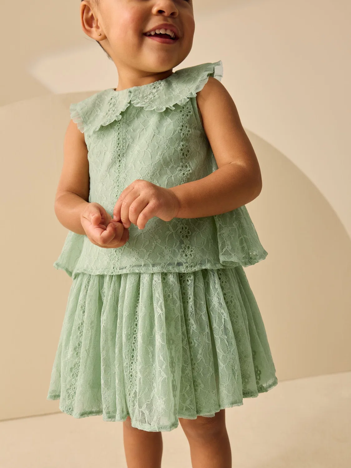 Комплект кружевной топ и юбка, кружевной, Mint Lace Top & Skirt Set Next, мятный — фото 3