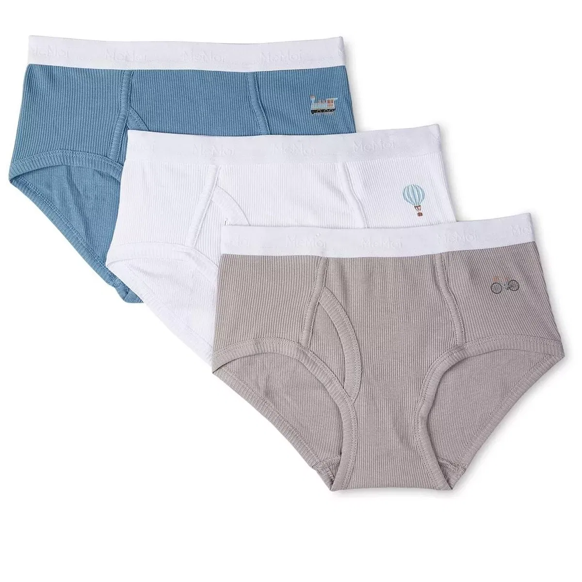 Детское белье для мальчиков из рибаны комплект On The Move MeMoi, Gray-White-Blue