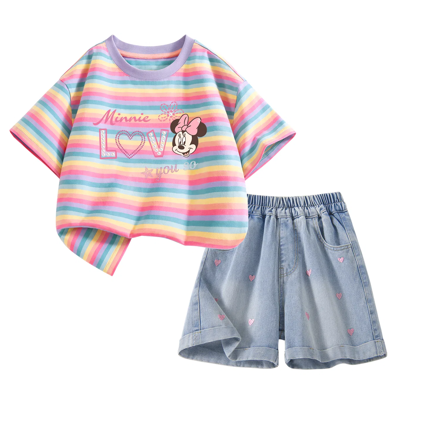 Детский спортивный костюм с круглым вырезом, тонкий и дышащий, Disney, Lily Purple+Denim Blue — фото 3