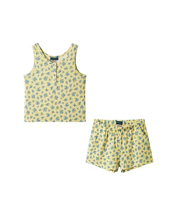 Детский комплект для девочек с принтом Tank & Baggy Short Set Andy & Evan, Yellow Floral