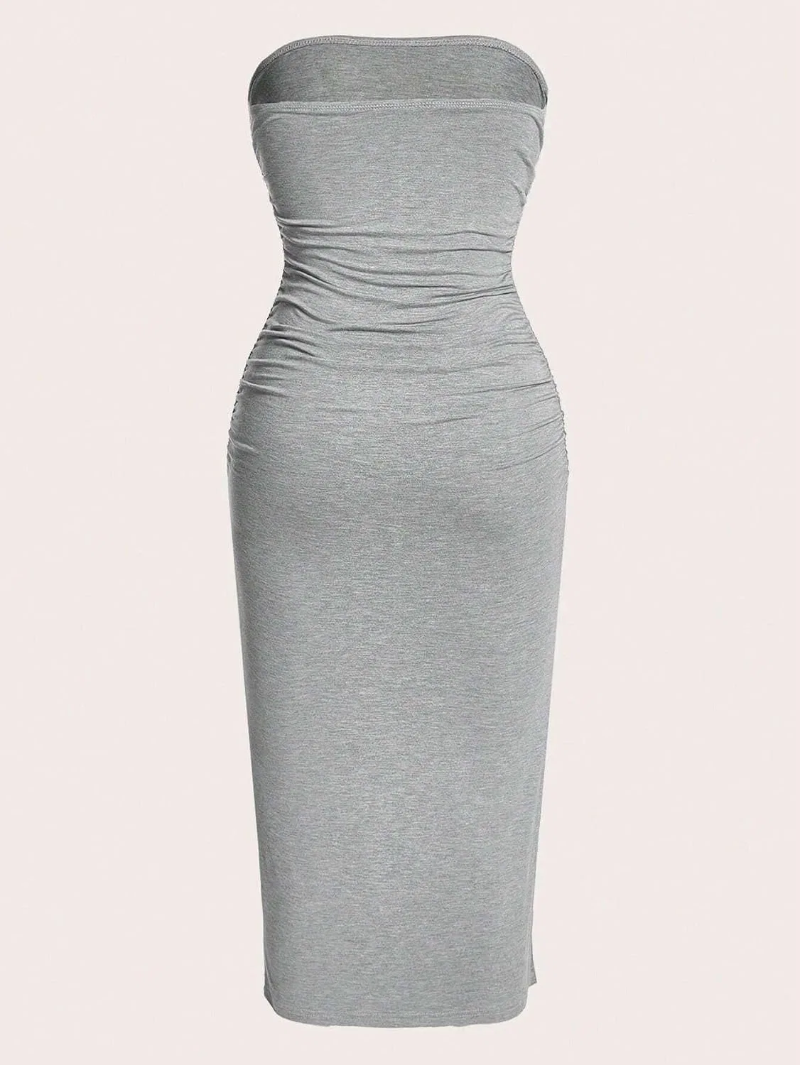 Женское миди платье с асимметричным вырезом Bodycon, Light Grey — фото 2