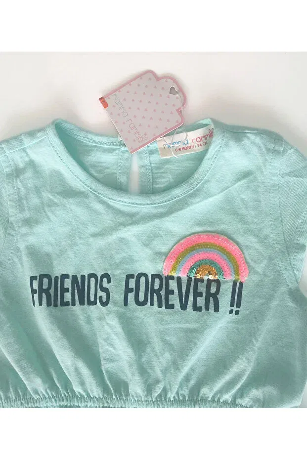 Детское платье для девочек с принтом Mint baby girl dress Mammaramma, Turquoise — фото 2