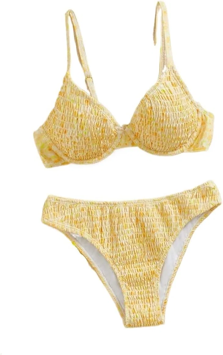 Женский бикини-комплект с завышенной талией Spaghetti Strap, Yellow — фото 3