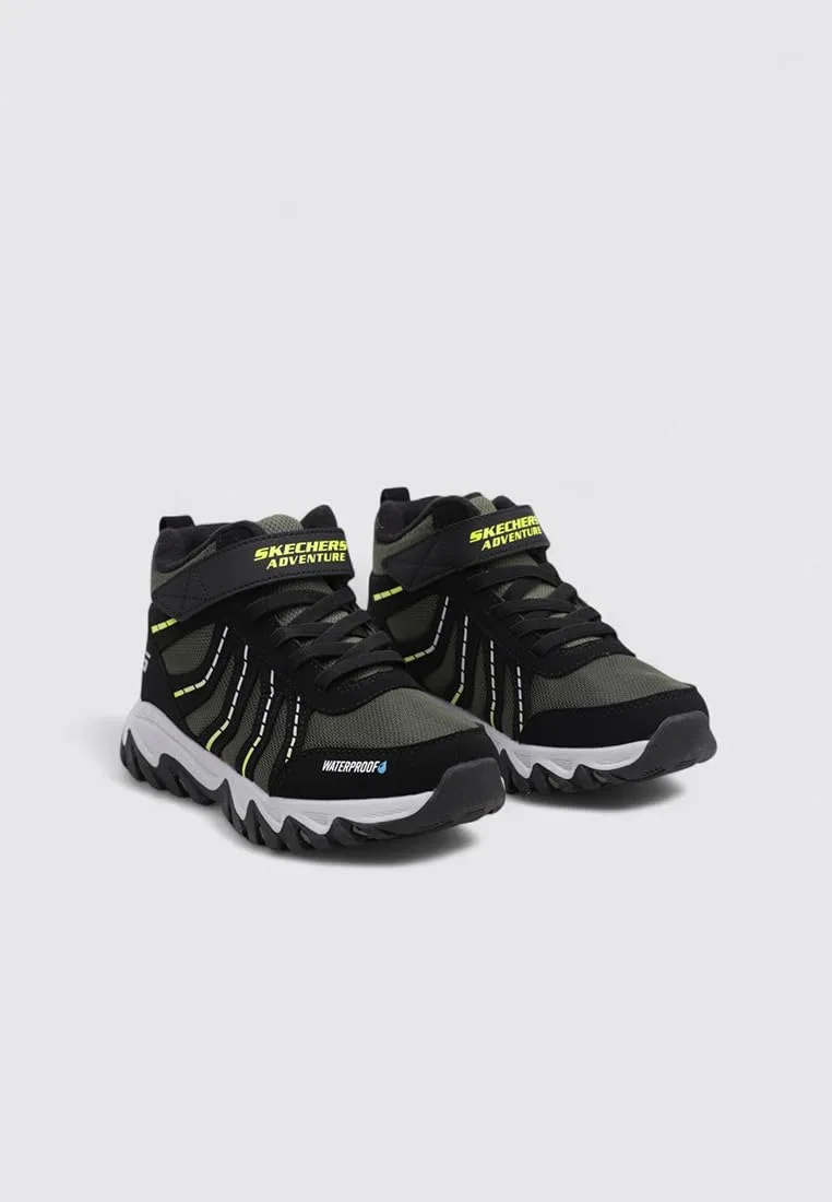Детские кроссовки для мальчиков водонепроницаемые Rugged Ranger Storm Trail Skechers, Black Synthetic Black Green Trim — фото 3