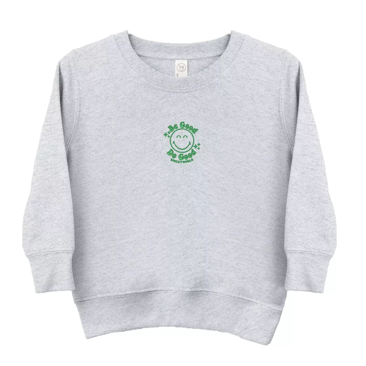 Детский свитшот для девочек с вышивкой Be Good Do Good The Juniper Shop, Heather Grey — фото 3