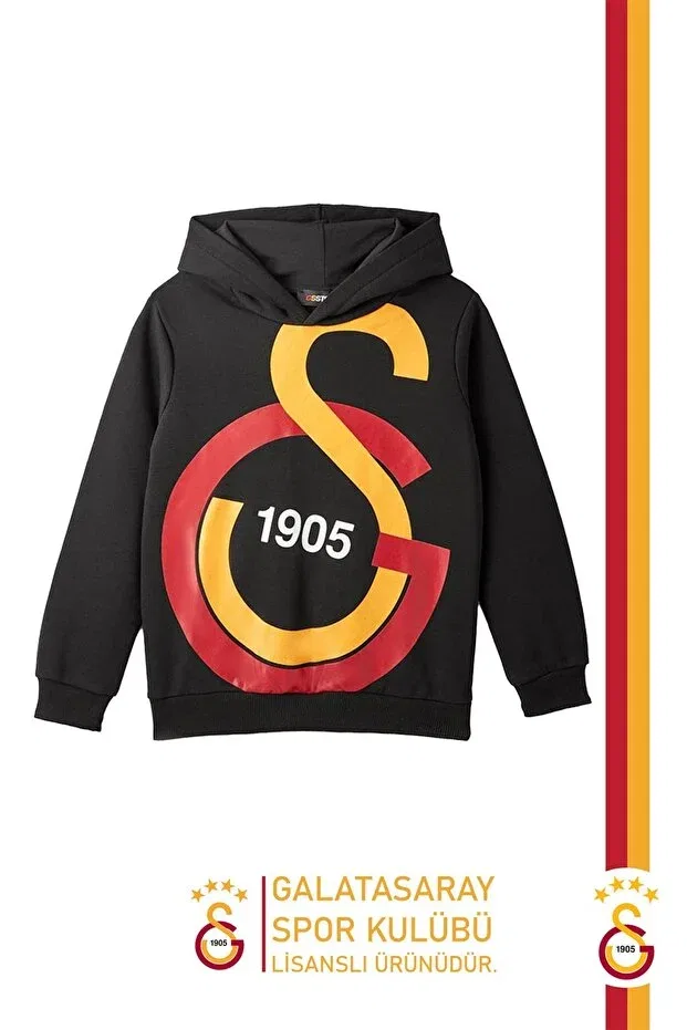 Детские свитшот для девочек с принтом Galatasaray, Black — фото 2