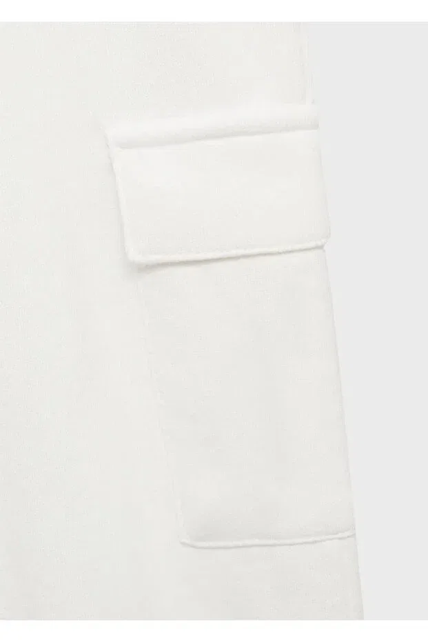 Детские брюки карго для девочек хлопковые Mango Kids, Off White — фото 4