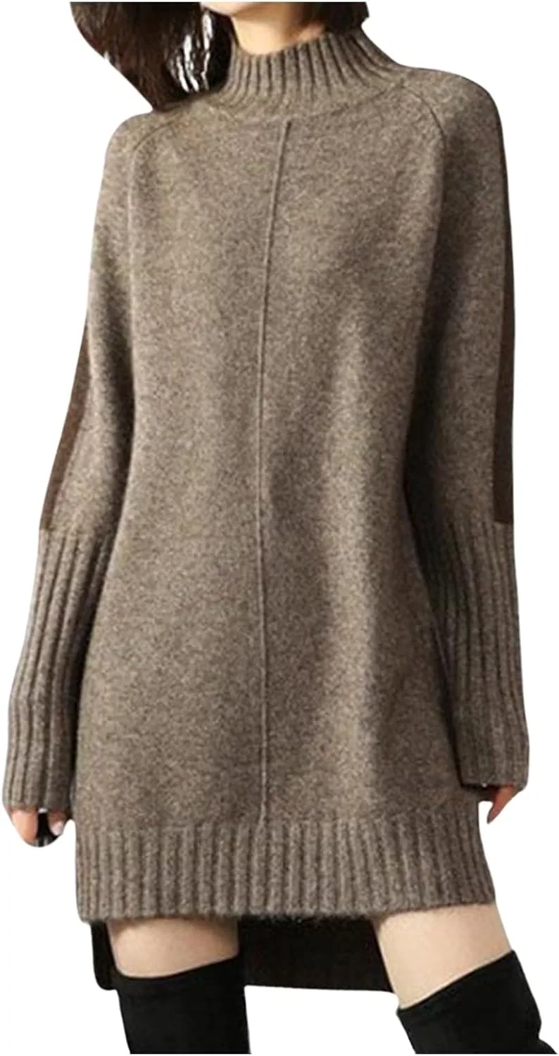 Женское платье-свитер с высоким воротником Casual, Khaki