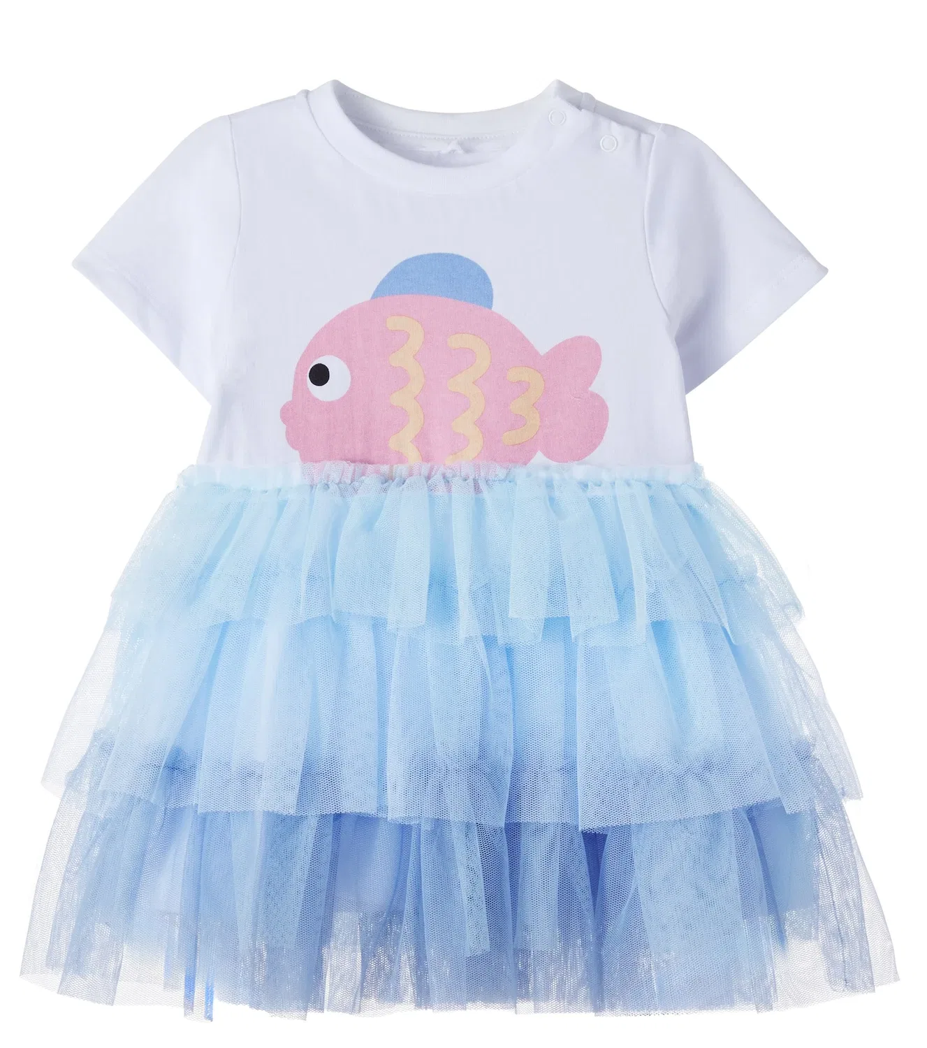 Платье из хлопкового джерси и фатина Stella Mccartney Kids, белый
