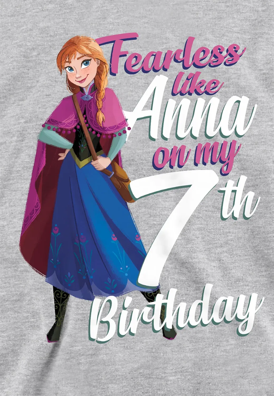 Детский худи с принтом Fearless Like Anna 7th Birthday Disney, Grey — фото 2