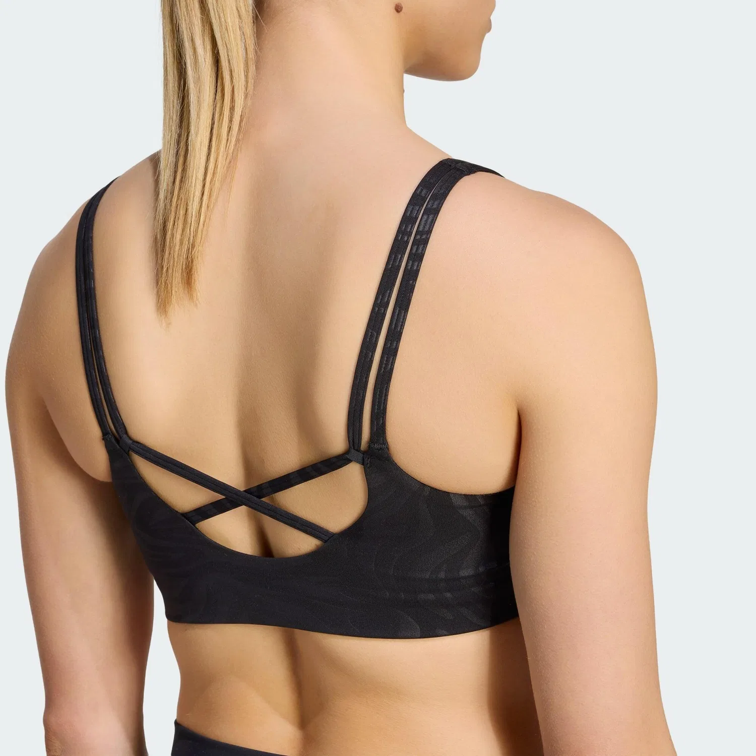 Женский спортивный бюстгальтер с графическим принтом All Me Essentials, Adidas, Schwarz — фото 4