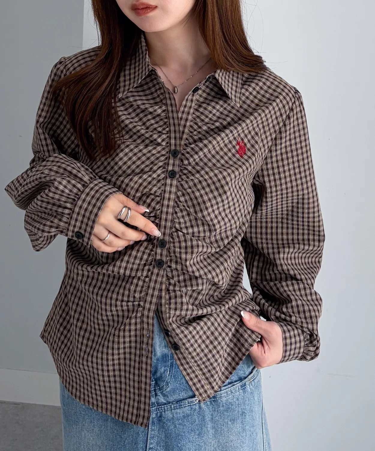 Женская рубашка с длинным рукавомU.S. POLO ASSN., Blue — фото 2
