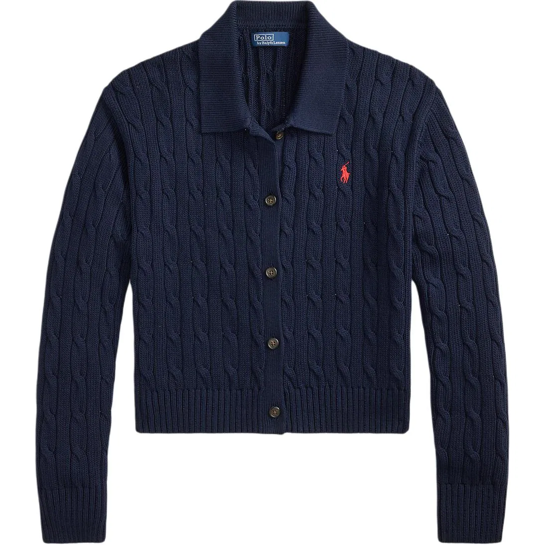 Женский трикотажный джемпер с поло-воротником, прямой крой, Polo Ralph Lauren, Dark Blue — фото 3