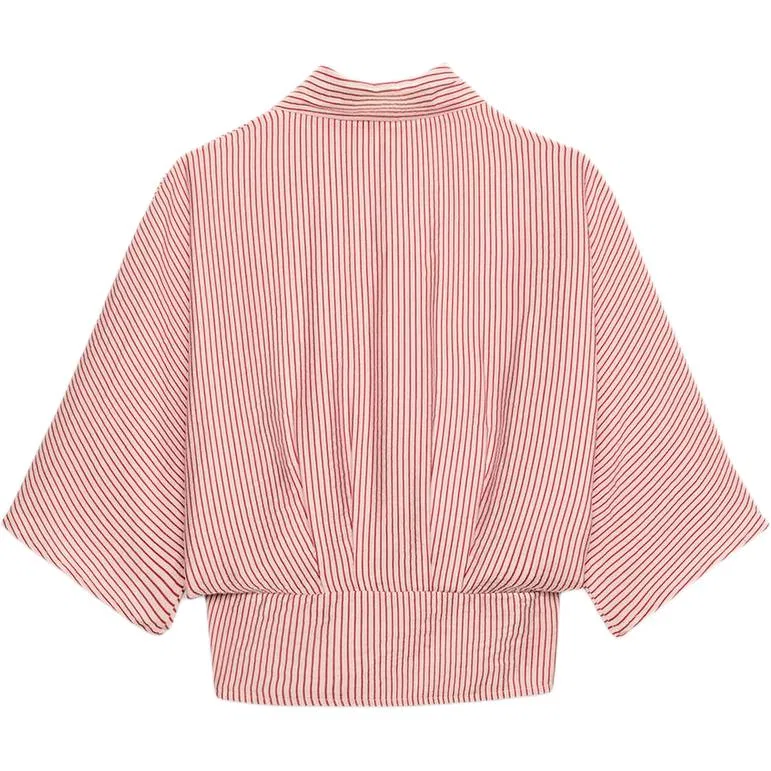 Женская рубашка с отложным воротником, в красную полоску, ZARA, Red Stripes — фото 3