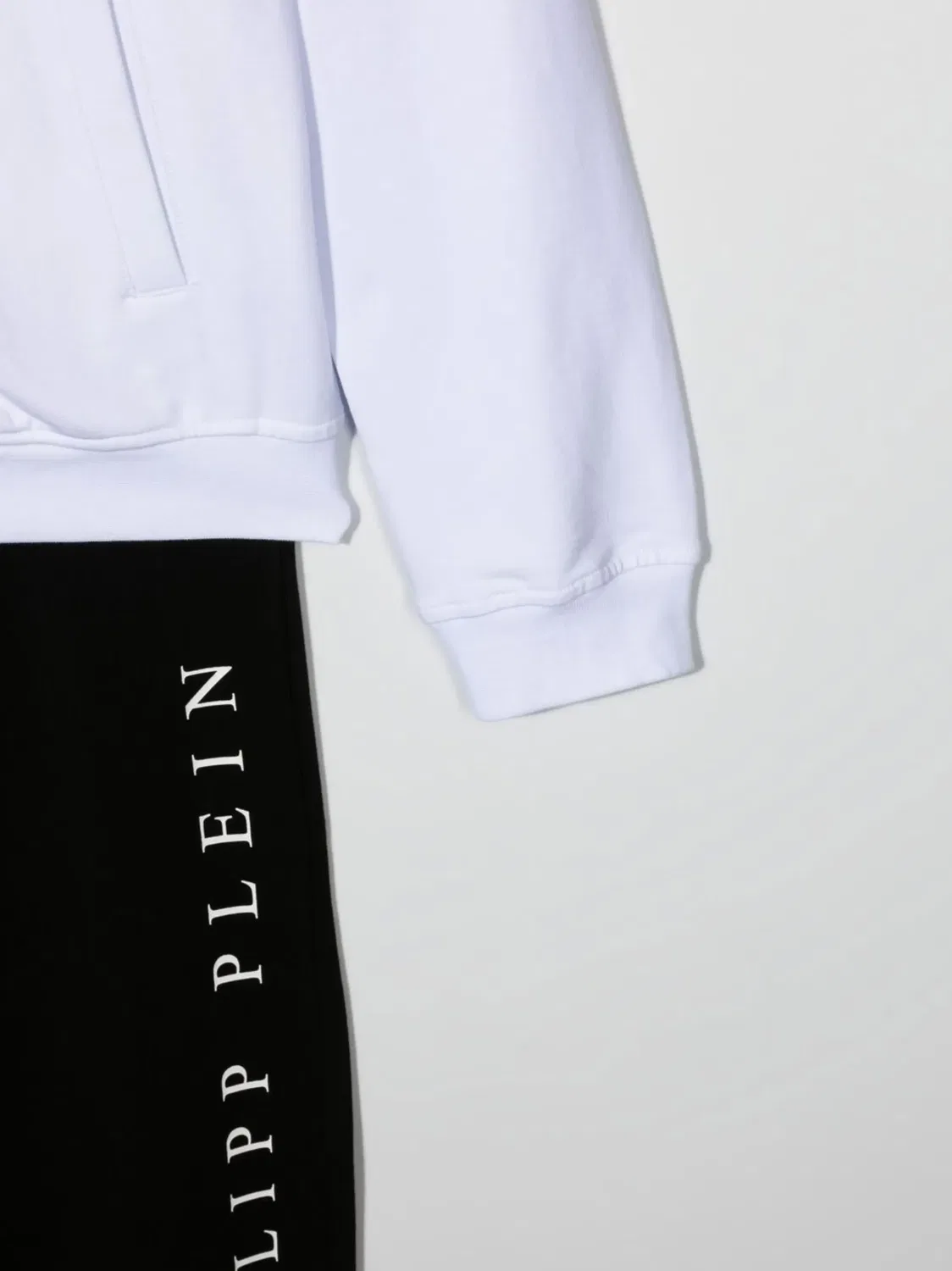 Двухцветный спортивный костюм с логотипом для подростков Philipp Plein, черный — фото 2