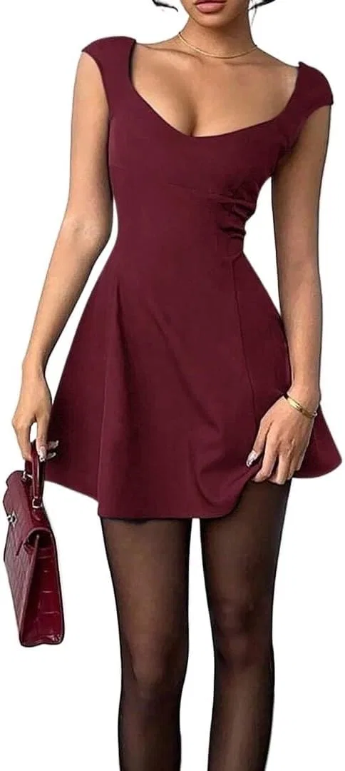 Женское мини-платье A-силуэта с капюшоном Burgundy