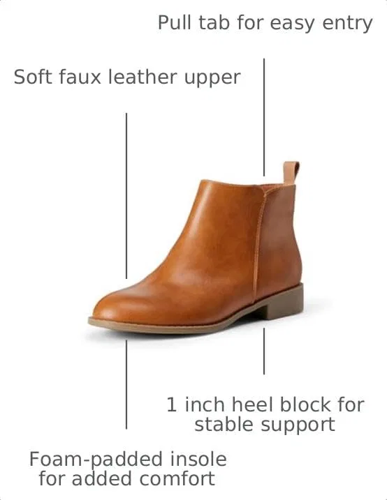 Детские ботинки для девочек на молнии Amazon Essentials, Tan Faux Leather — фото 2