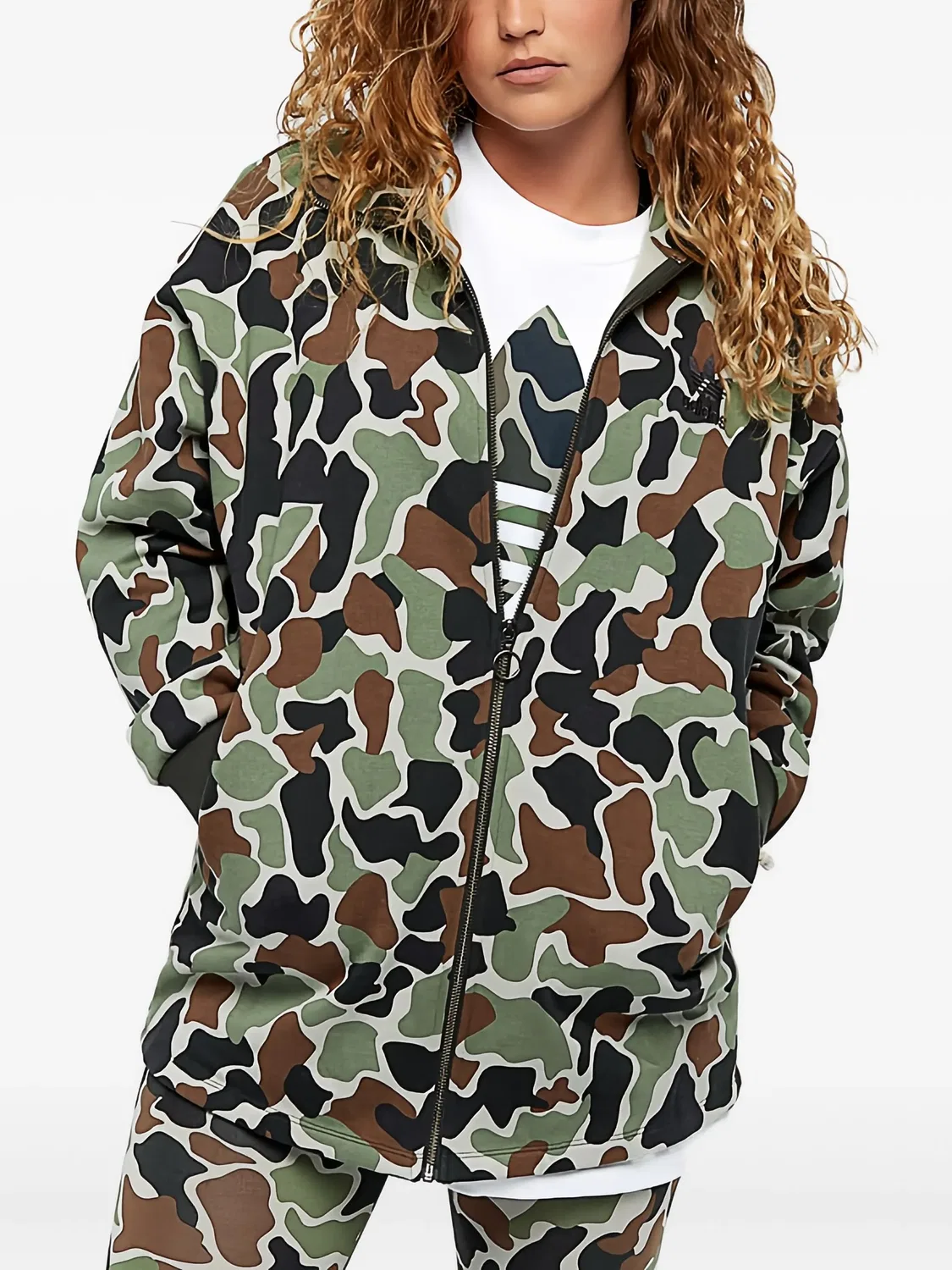 Спортивная куртка Stadium Originals Camo Green Adidas, зеленый