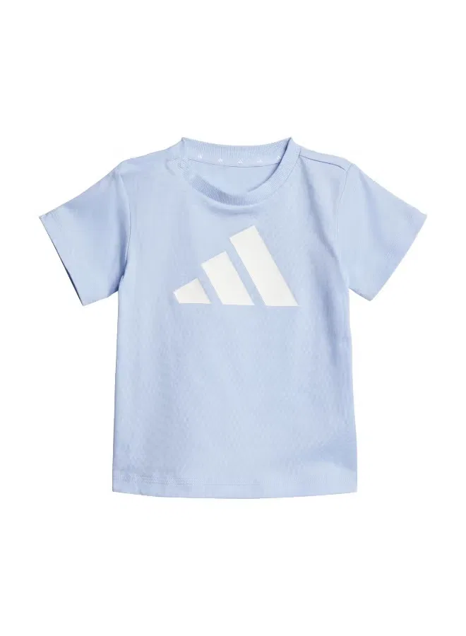 Комплект футболки и шорт с логотипом Adidas, синий — фото 2