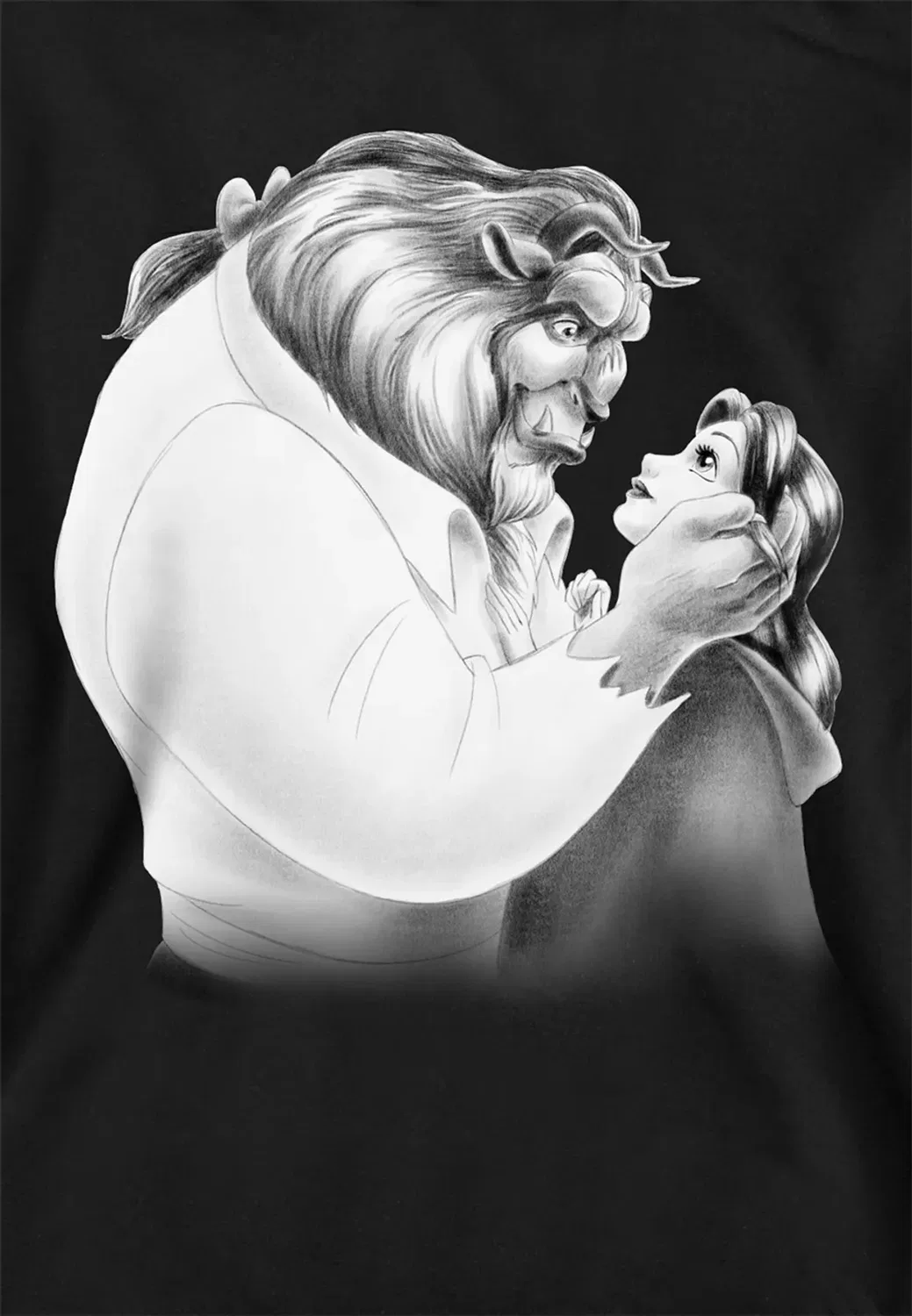 Детский худи с принтом Beauty and the Beast Beast Belle Sketched Youth Disney, Black — фото 2
