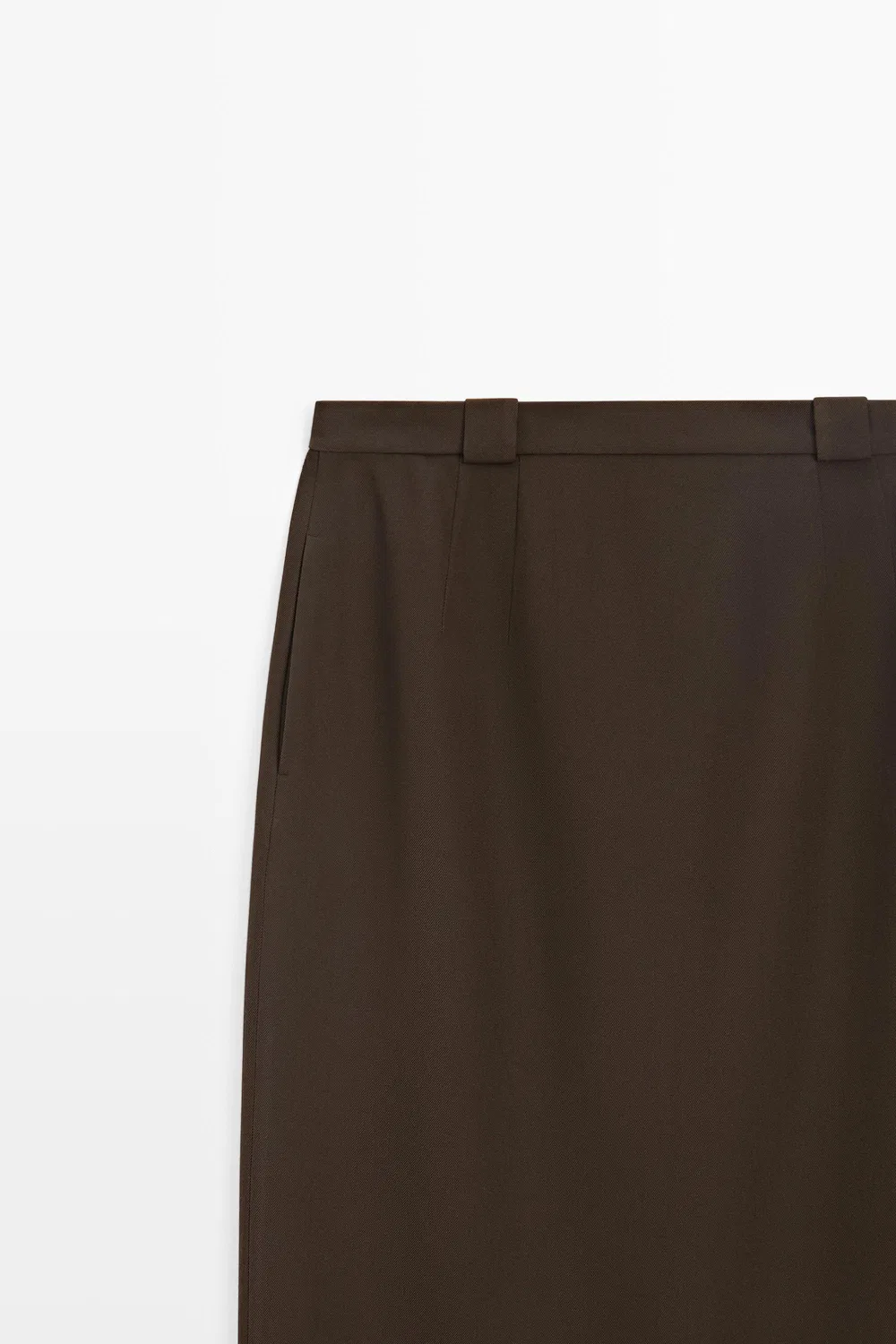 Юбка миди прямая Massimo Dutti, из шерстяной смеси, коричневый — фото 4