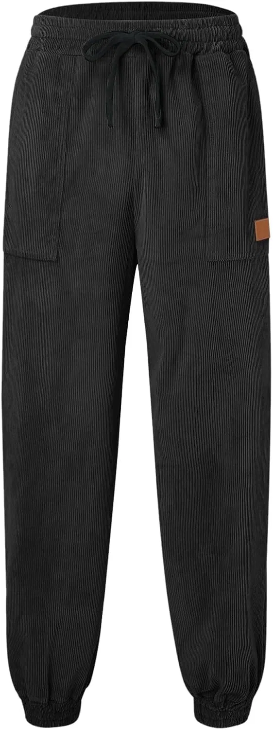 Мужские хлопковые брюки с льном, свободного кроя, с эластичным поясом, Solid Basic, чёрный — фото 2