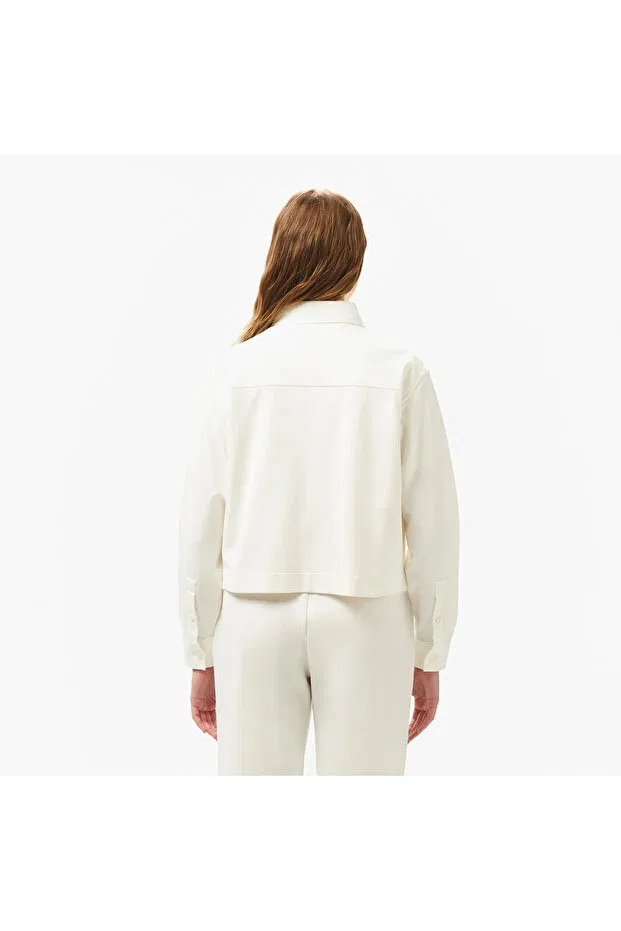 Рубашка Lacoste White, с длинным рукавом, однотонная, повседневная — фото 3