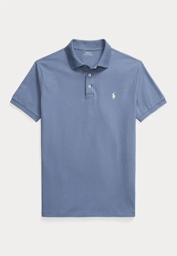 Футболка поло хлопковая Custom Slim Fit Stretch Mesh Polo Ralph Lauren, Capri Blue, синий — фото 4