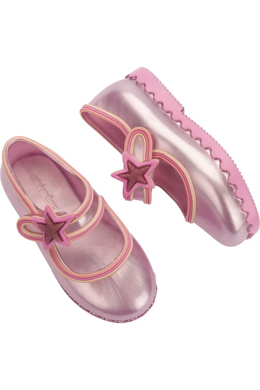 Туфли детские балетки на липучке Hip Ballerina Mary Jane Flat Mini Melissa, Pearly Pink — фото 3