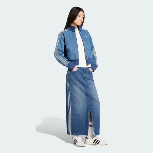 Джинсовая длинная юбка с 3 полосками, Adidas, индиго — фото 4