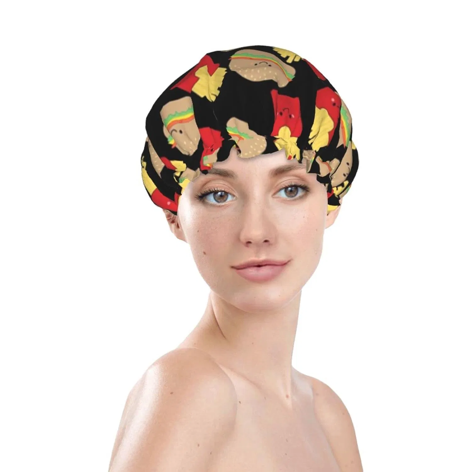 Шапочка для душа Oudrspo, Double Layer Waterproof, Black — фото 2