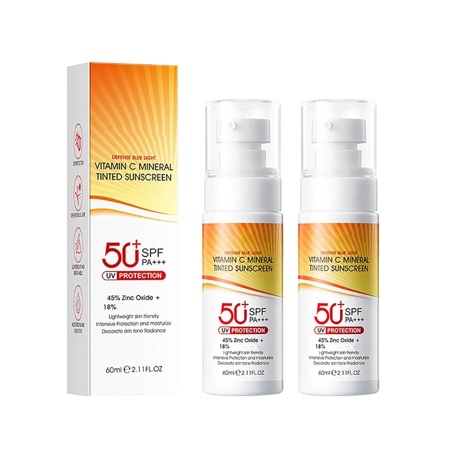Солнцезащитный крем SPF 50+ с витамином C, 60 мл, 2 шт. Generisch