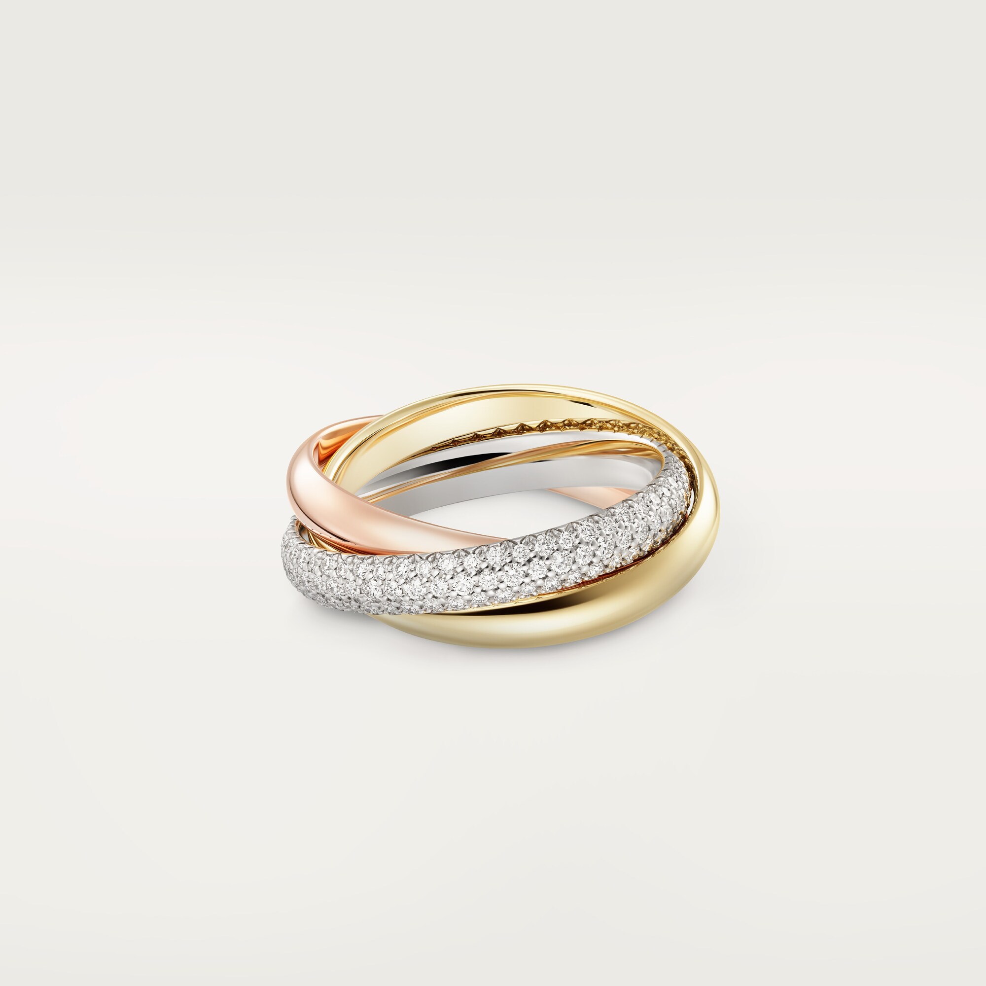 

Кольцо Cartier Trinity Classic Half-paved, золото/белое золото/розовое золото/бриллианты