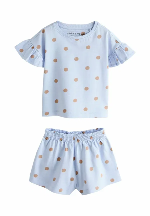 Комплект пижам из 3 пар, хлопок, Regular fit - polka dots short pyjamas 3 pack, Next, синий, коричневый — фото 2