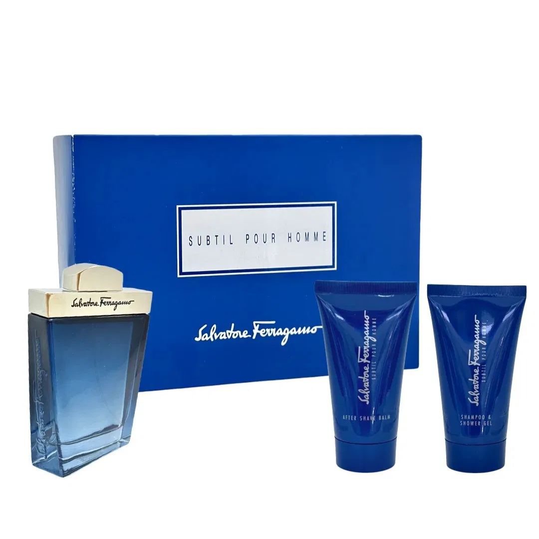 Набор подарочный для мужчин Salvatore Ferragamo Subtil, 3.4oz EDT Spray, 2.5oz Shampoo and Shower Gel, 2.5oz After Shave Balm