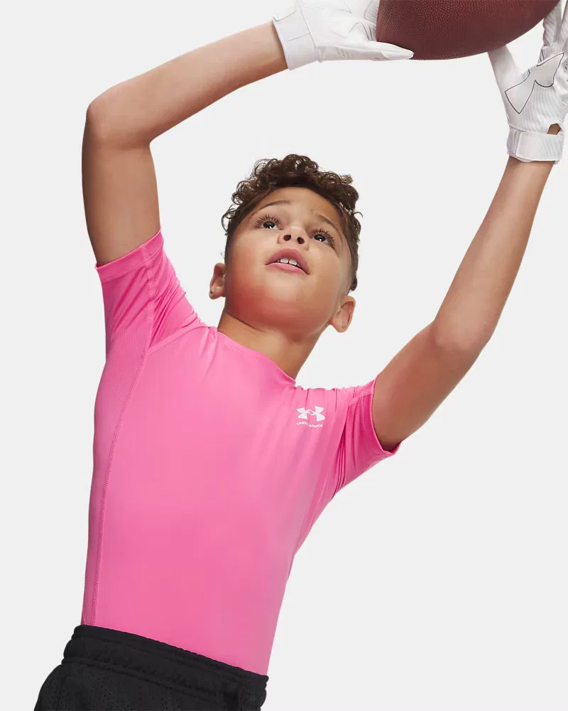 Футболка с коротким рукавом быстросохнущая HeatGear Armour UnderArmour, Pink Frenzy/White — фото 3