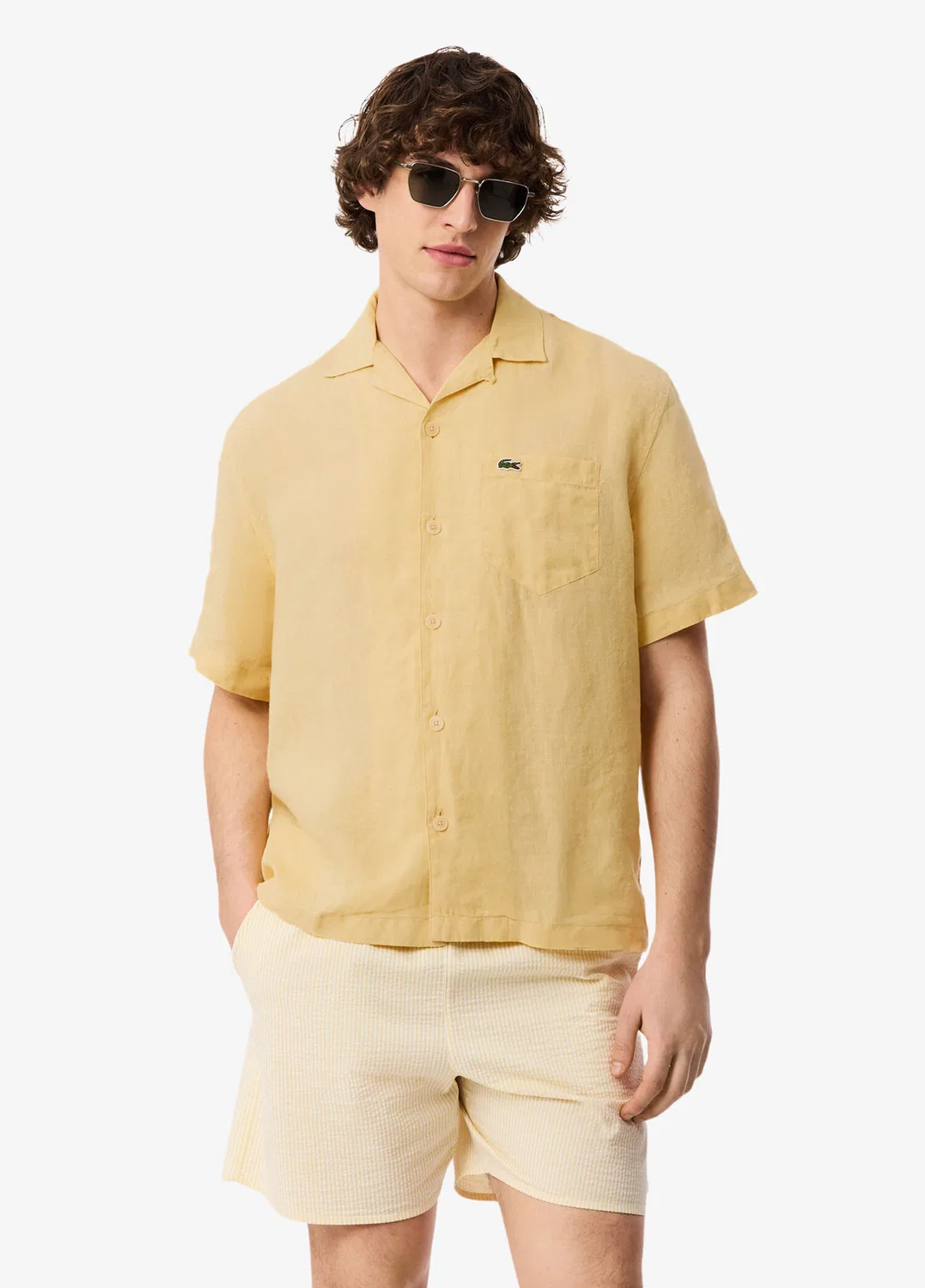 Рубашка Lacoste Relaxed Fit, бежевая — фото 2