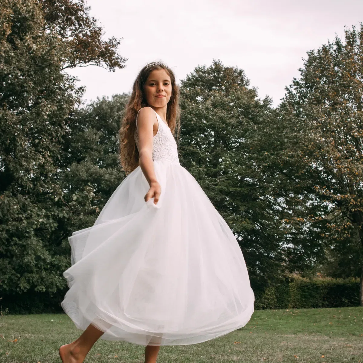 Детское классическое платье без рукавов Bohemian Classic Uk Flower Girl Boutique, White