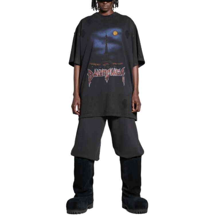 Футболка Balenciaga Paris Moon, черный — фото 3