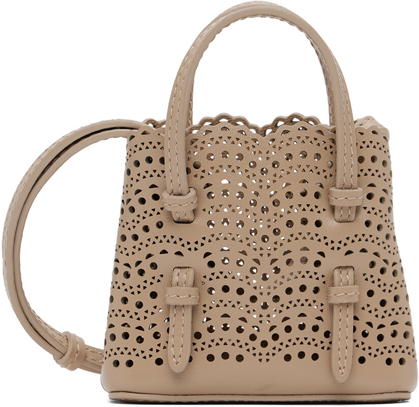 

Серо-коричневая мини-сумка Mina ALAÏA, Коричневый, Серо-коричневая мини-сумка Mina ALAÏA