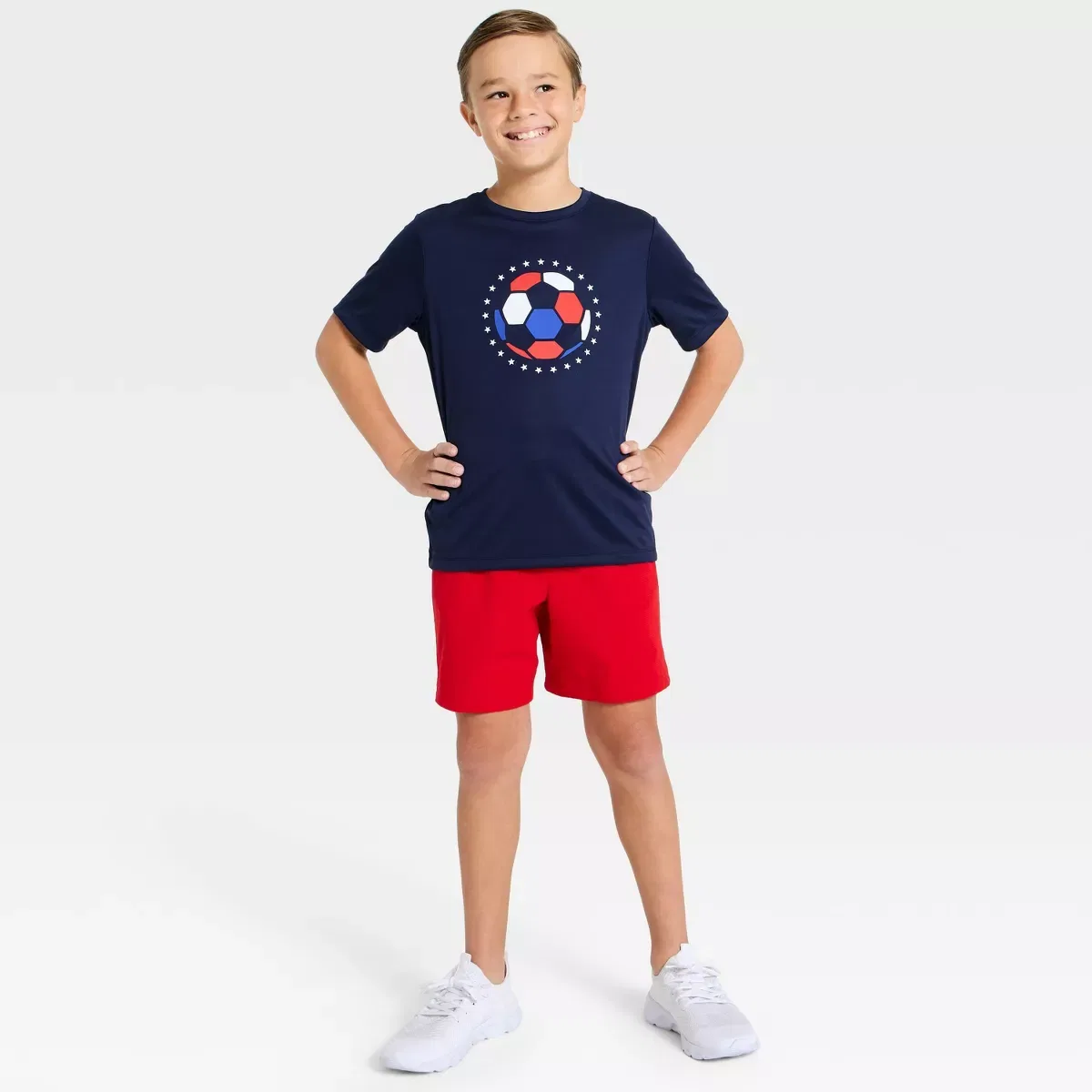 Детская футболка с коротким рукавом с принтом All In Motion KIDS PERFORMANCE, Navy Blue — фото 4
