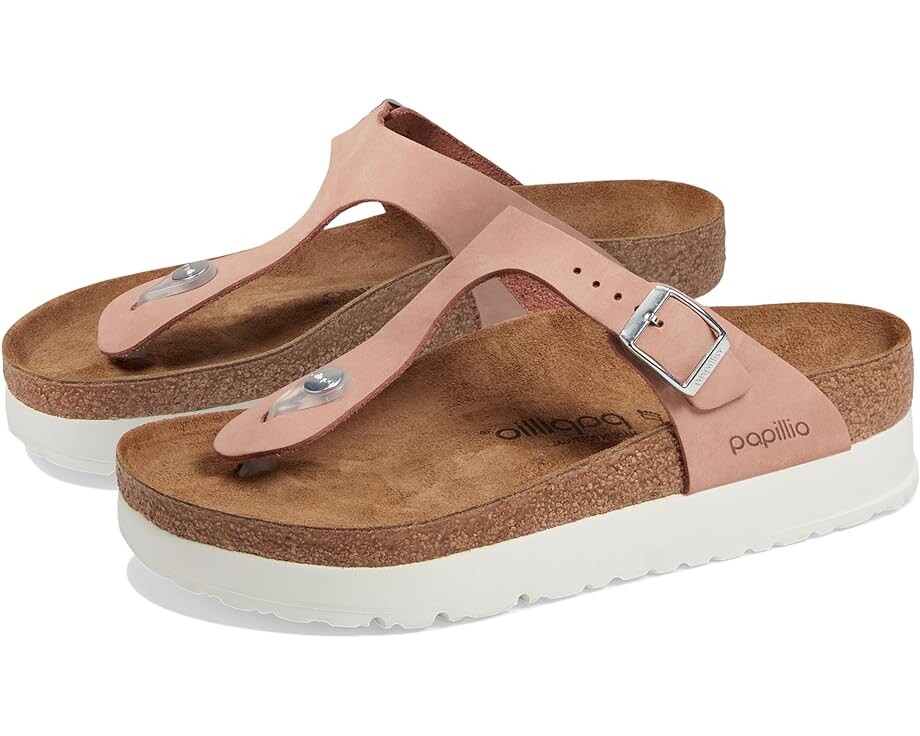 

Сандалии Birkenstock Papillio by Birkenstock Gizeh Platform Sandal - Nubuck, розовый