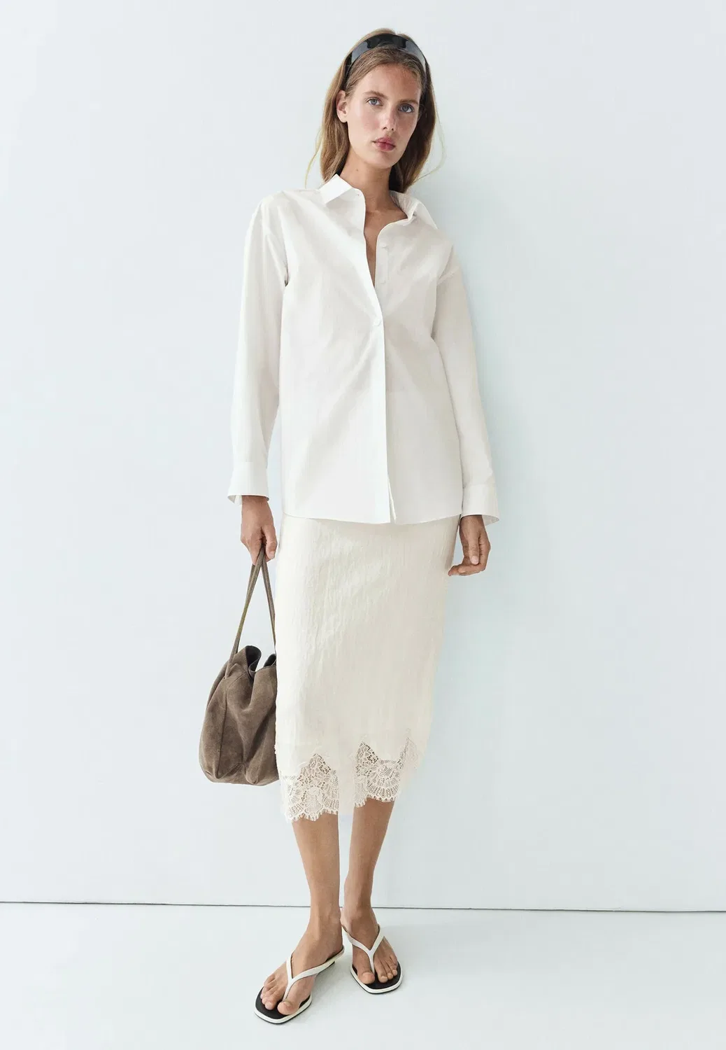 Блузка на пуговицах Massimo Dutti, White — фото 2