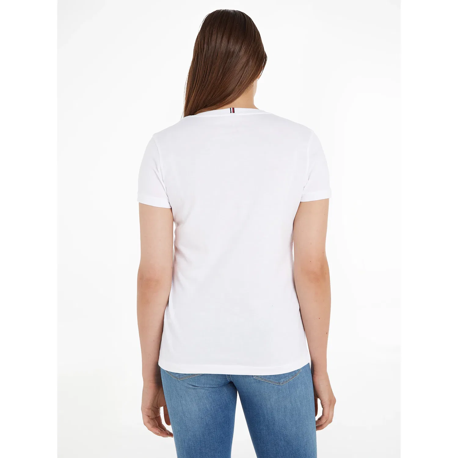 Женская приталенная футболка с V-образным вырезом Tommy Hilfiger, Classic White — фото 4