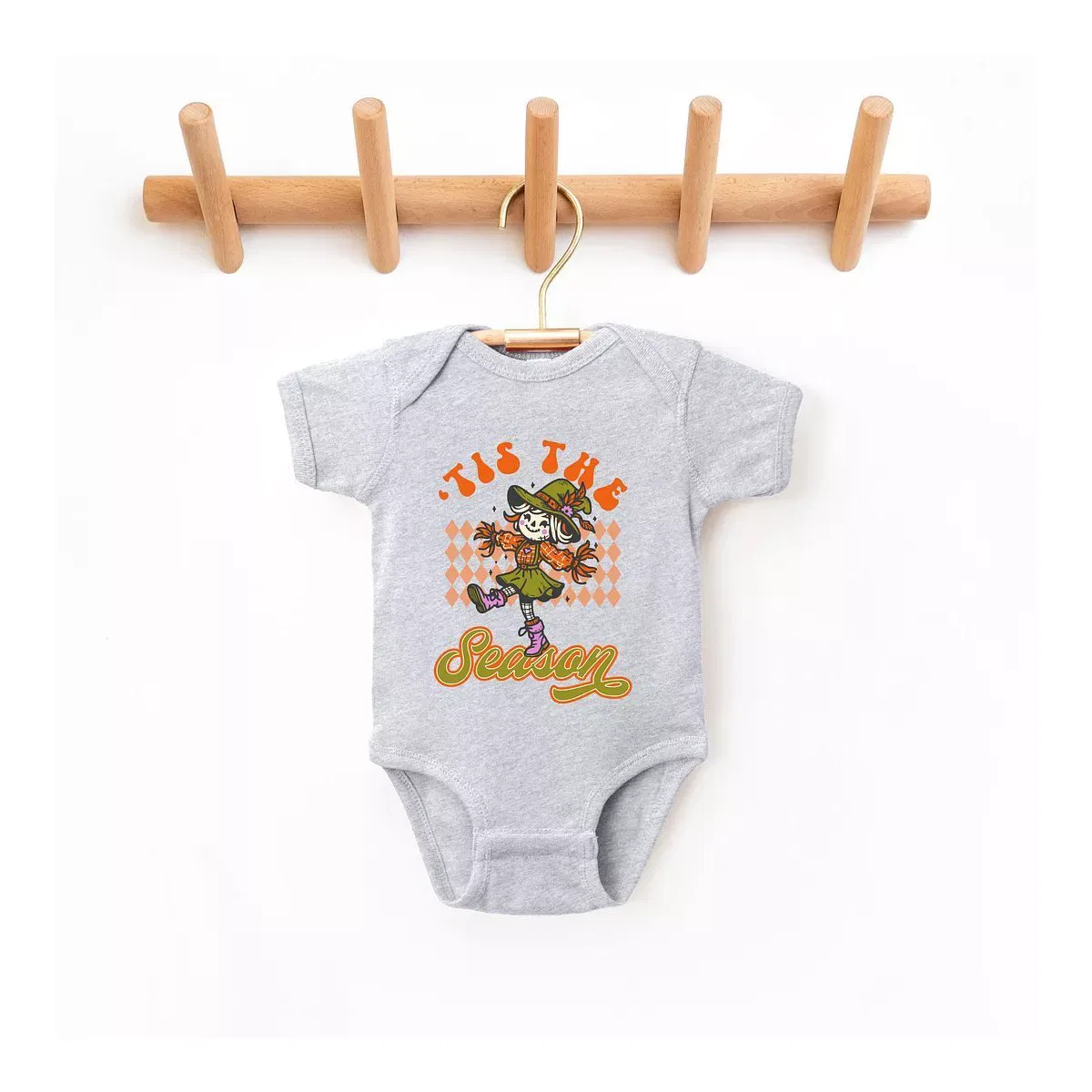 Детский боди с коротким рукавом Tis The Season Scarecrow The Juniper Shop, Heather Grey