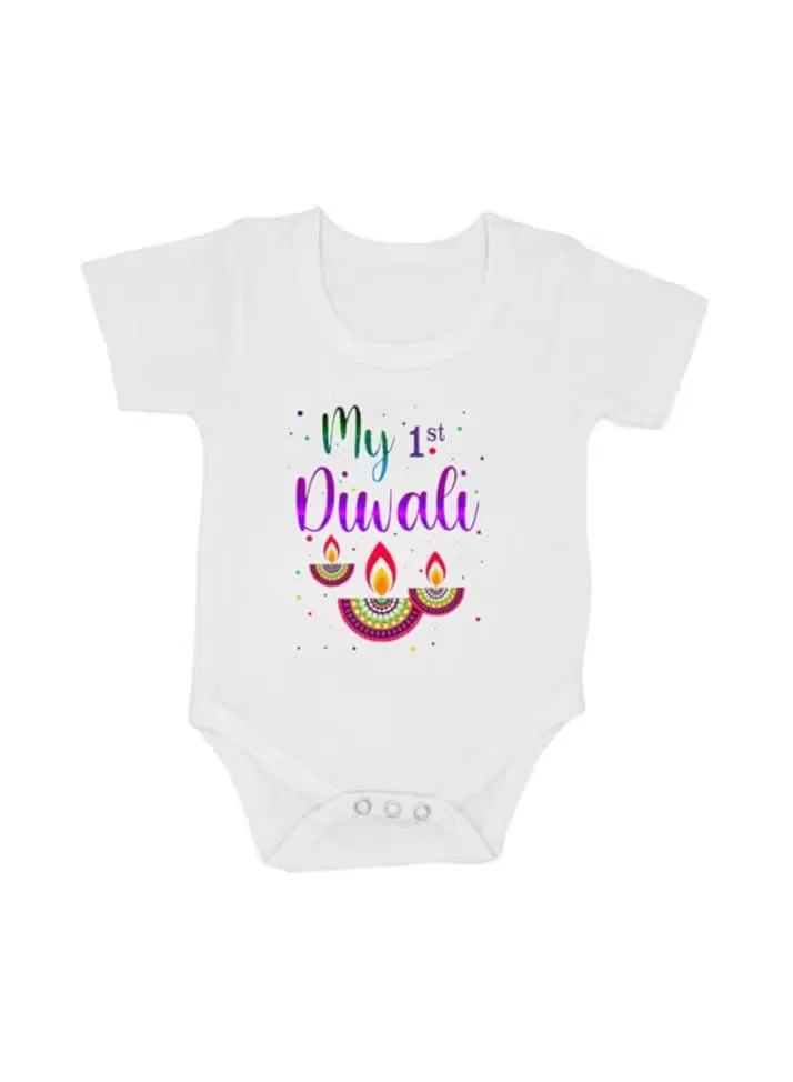 Боди-комбинезон с коротким рукавом Diwali Printshop4Me, белый