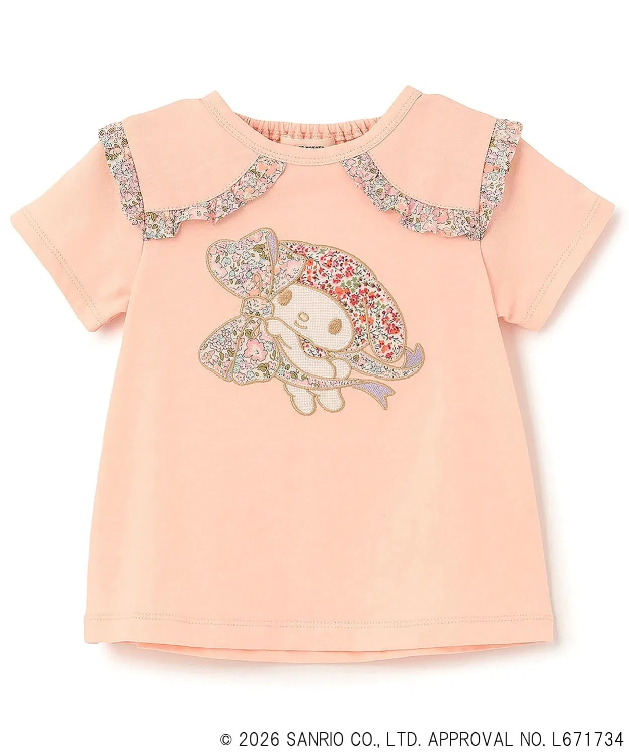Детская футболка с принтом Liberty Applique Frill Tシャツ sense of wonder, Pink — фото 2