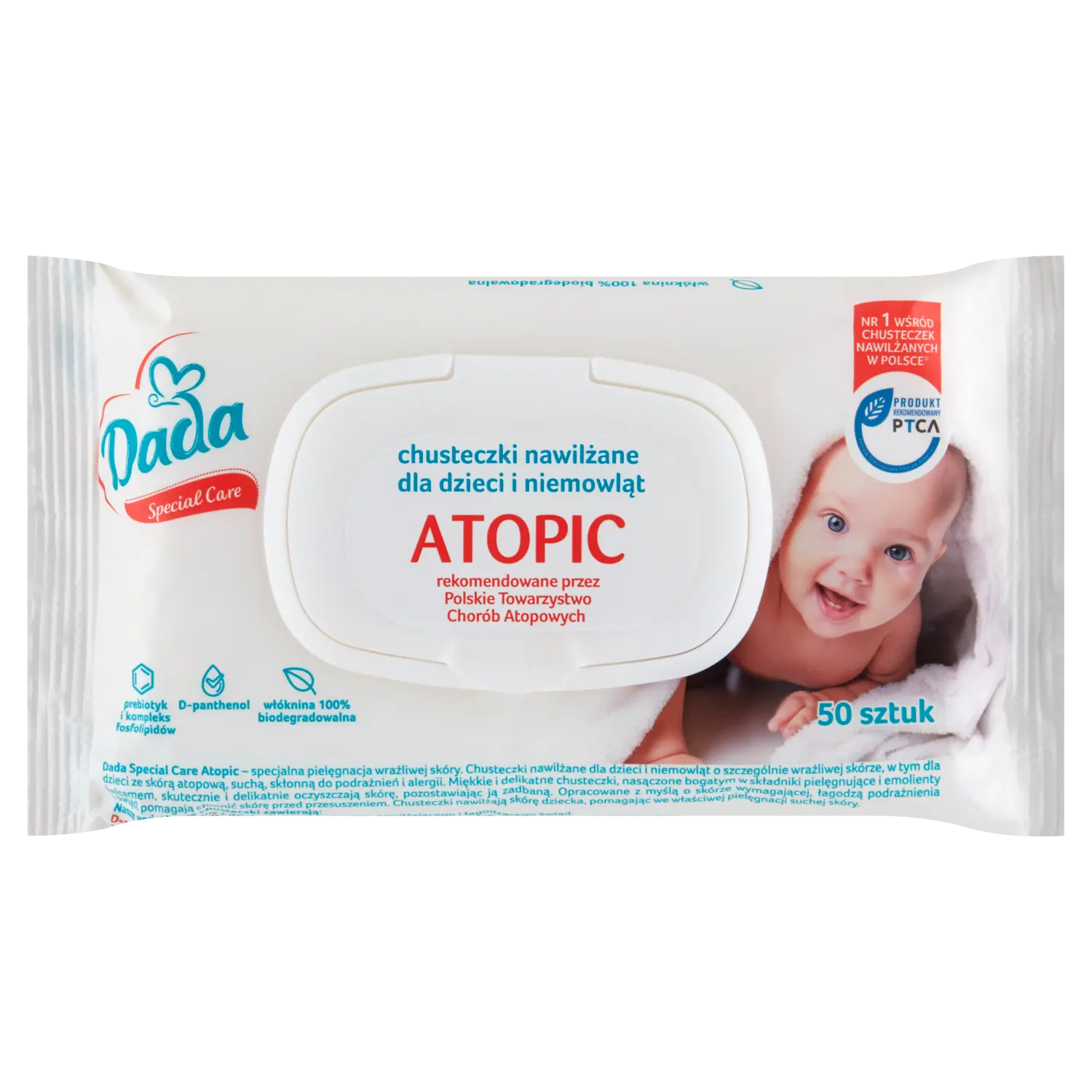 

Dada Atopic детские влажные салфетки, 50 шт/уп.