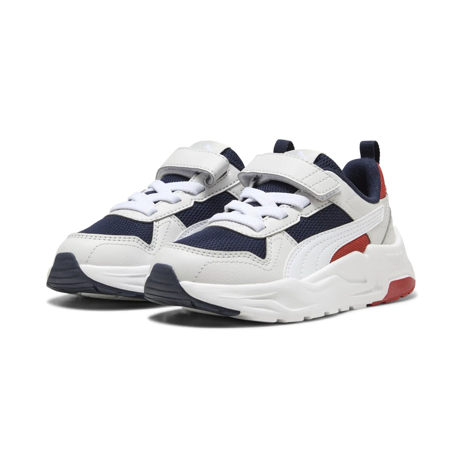 Детские кроссовки с амортизацией PUMA, Navy White Feather Gray Red Fire Blue